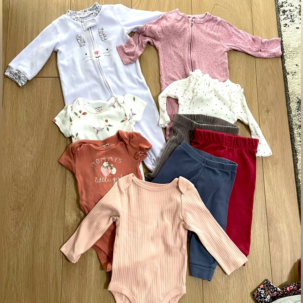 6-9 months Assorted Baby girl clothes and pajamas